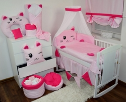 Baby Nellys Mantinel s povlečením a nebesy Animal, 120x90 - Kočička růžová