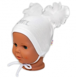 Bavlněná čepička na zavazování Baby Nellys s mašličkami Tutu - bílá