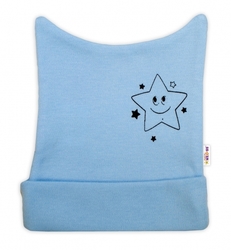 Čepička kojenecká nasazovací bavlna - LITTLE STAR modrá