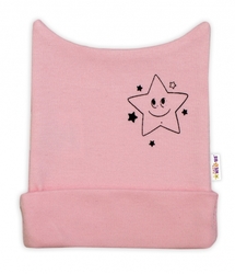 Čepička kojenecká nasazovací bavlna - LITTLE STAR růžová 