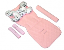 Oboustranný 5-ti dílný komplet do kočárku Velvet, Baby Nellys - Medvídek Koala, růžová