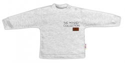Baby Nellys Bavlněné tričko dlouhý rukáv Monkey - sv. šedý melírek