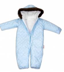 Kombinéza s kapucí a kožíškem Baby Nellys ®prošívaná, bez šlapek - sv. modrá, vel. 98