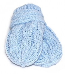 Rukavice kojenecké dvojité - PLETENINA copánkový vzor modré - vel.0-6měs.    