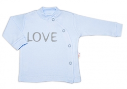 Baby Nellys Bavlněná košilka Love zapínání bokem - modrá