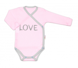 Body dlouhý rukáv Love - zapínání bokem, růžové, vel. 68