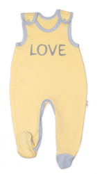 Kojenecké bavlněné dupačky, Love - žluté, vel. 62