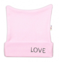Čepička kojenecká nasazovací bavlna - LOVE růžová