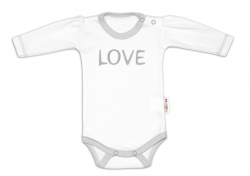 Body dlouhý rukáv Love - bílé, vel. 62