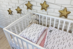 Baby Nellys 2-dílná sada do postýlky Velvet růžový, spící očka