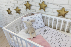 Baby Nellys 2-dílná sada do postýlky Velvet růžový, spící očka