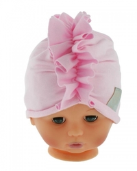 Baby Nellys Jarní/podzimní bavlněná čepice - turban, sv. růžová