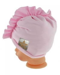 Baby Nellys Jarní/podzimní bavlněná čepice - turban, sv. růžová
