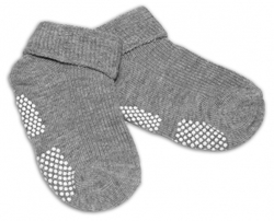 Ponožky kojenecké bavlna protiskluzové - ŘÁDKOVÉ  šedé 