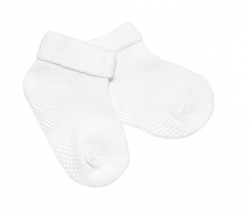 Ponožky kojenecké bavlna protiskluzové - ŘÁDKOVÉ bílé 