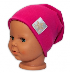 Baby Nellys Dětská bavlněná čepice - dvouvrstvá, tm. růžová