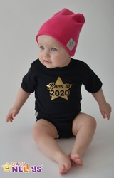 Baby Nellys Dětská bavlněná čepice - dvouvrstvá, tm. růžová