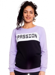 Be MaaMaa Těhotenská, kojící mikina Passion, lila-černá-bílá