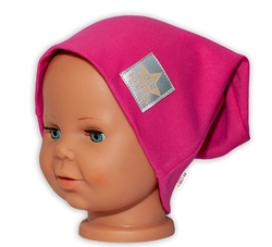 Baby Nellys Hand Made Dětská funkční čepice s dvojitým lemem - tm. růžová