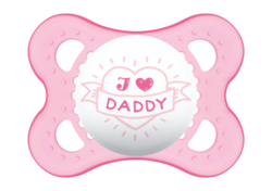 Dudlík silikonový plochý - I LOVE DADY růžový 