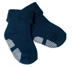 Ponožky dětské froté protiskluzové - RISOCKS tmavě modré 