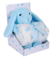 Dárková krabička - DEKA a PLYŠOVÝ KRÁLÍČEK modrý - BabyNellys 