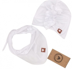 Z&amp;Z Stylová dětská jarní/podzimní bavlněná čepice, turban s šátkem, bílá