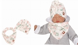 Z&amp;Z Stylová dětská jarní/podzimní bavlněná čepice, turban s šátkem, kytky