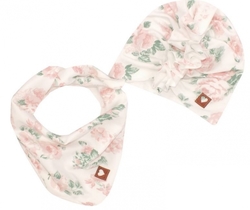 Z&amp;Z Stylová dětská jarní/podzimní bavlněná čepice, turban s šátkem, kytky