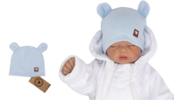 Z&amp;Z Dvouvrstvá bavlněná čepička LOVE TEDDY, sv. modrá