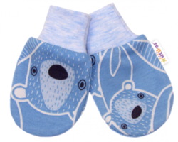Rukavice kojenecké bavlna - MEDVÍDEK modré - 0-4měs. 