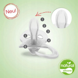 BIBI Silikonový dudlík natural, Tečky, 6 - 16 m, tyrkysový