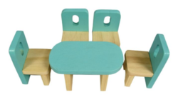 Adam Toys Dřevěný skandinávský nábytek pro panenky, pastelové barvy