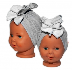 BABY NELLYS Dětská čelenka Turban, šedá, 2 - 3 roky