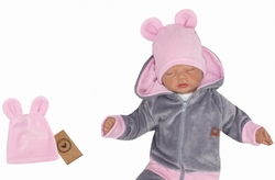 Z&amp;Z Velurová, semišková čepička s oušky Teddy, sv . růžová
