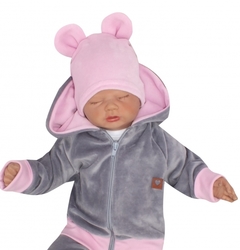 Z&amp;Z Velurová, semišková čepička s oušky Teddy, sv . růžová
