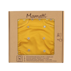 Mamatti Látková plenka EKO sada - kalhotky + 2 x plenka, Mýval, vel. 5 - 14 kg hořčicová