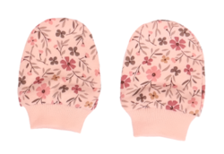 Rukavice kojenecké bavlna - KVĚTINKY na růžovém 