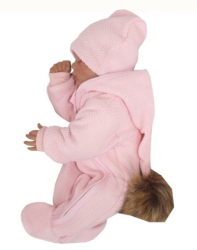Z&amp;Z Přechodová kombinéza s kapucí a kožešinovou bambulí, růžová