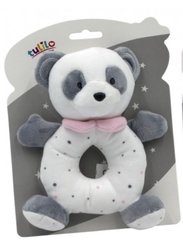 Hračka plyšová s chrastítkem - MEDVÍDEK PANDA s růžovou - Tulilo 