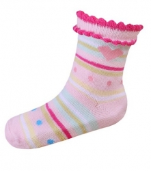Ponožky dětské bavlna - PROUŽKY se světle růžovou       