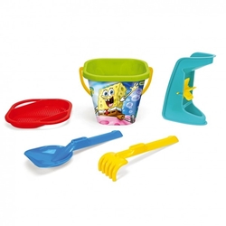 Sada na písek 5ks Sponge Bob plast 3 druhy v síťce 20x26x20cm 12m+ Wader