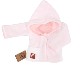 Z&amp;Z Pletený, oboustranný svetřík, kabátek s kapucí, růžovo-bílý