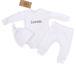 Z&Z 3-dílná soupravička body, tepláčky a čepička Loved  - bílá