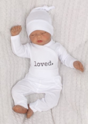 Z&Z 3-dílná soupravička body, tepláčky a čepička Loved  - bílá