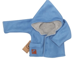 Z&amp;Z Pletený, oboustranný svetřík, kabátek s kapucí, modro-šedý