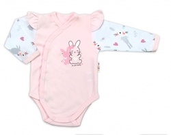Body kojenecké dlouhý rukáv celorozpínací - CUTE BUNNY růžové
