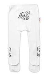 Baby Nellys Dětské bavlněné punčocháče Cute Bunny - bílé, vel. 80/86