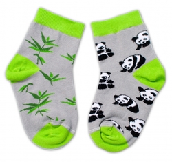 Baby Nellys Bavlněné veselé ponožky Panda - šedé, vel. 122/128