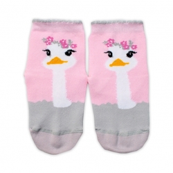 Dětské bavlněné ponožky - PŠTROS světle růžové - vel.13-14cm